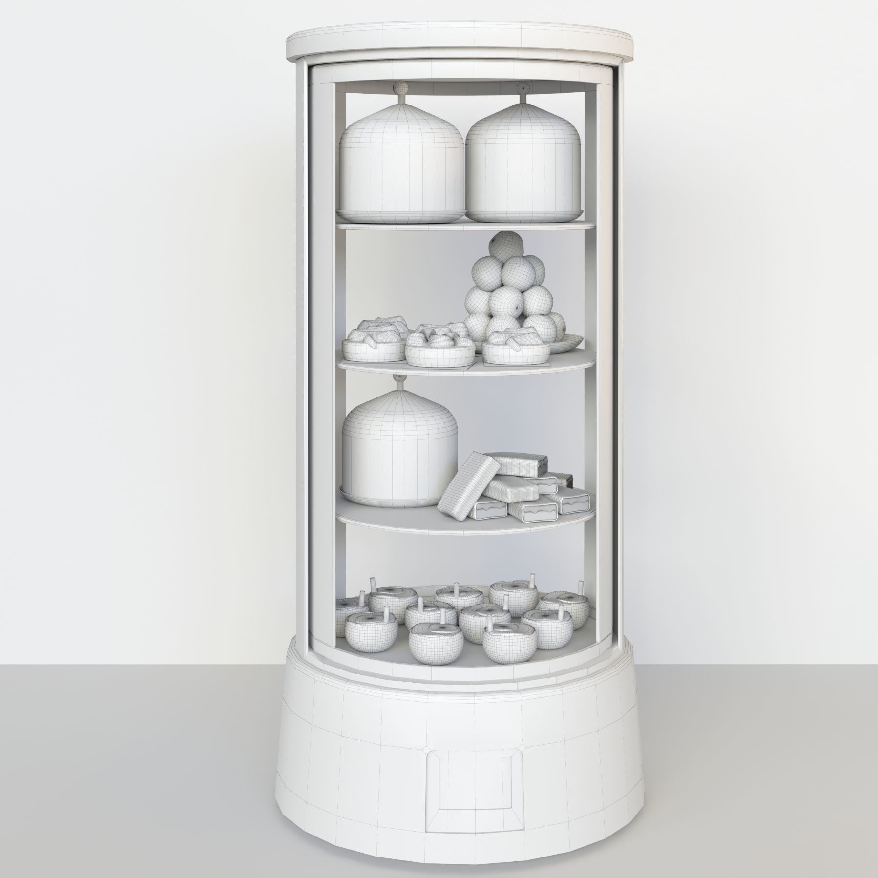 Sweets 3 glass display case 3D model_1