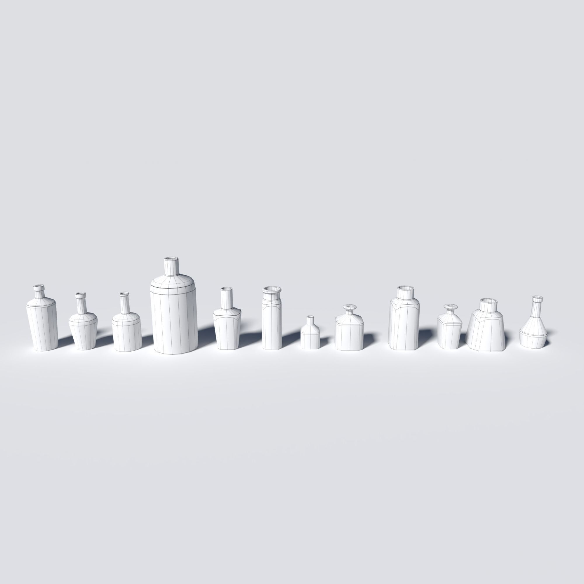 Small Bottles Green Low-poly 3D model_3