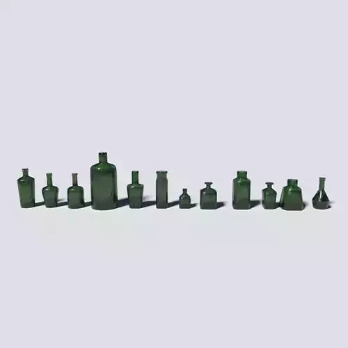 Small Bottles Green Low-poly 3D model Small Bottles Green Low-poly 3D model
