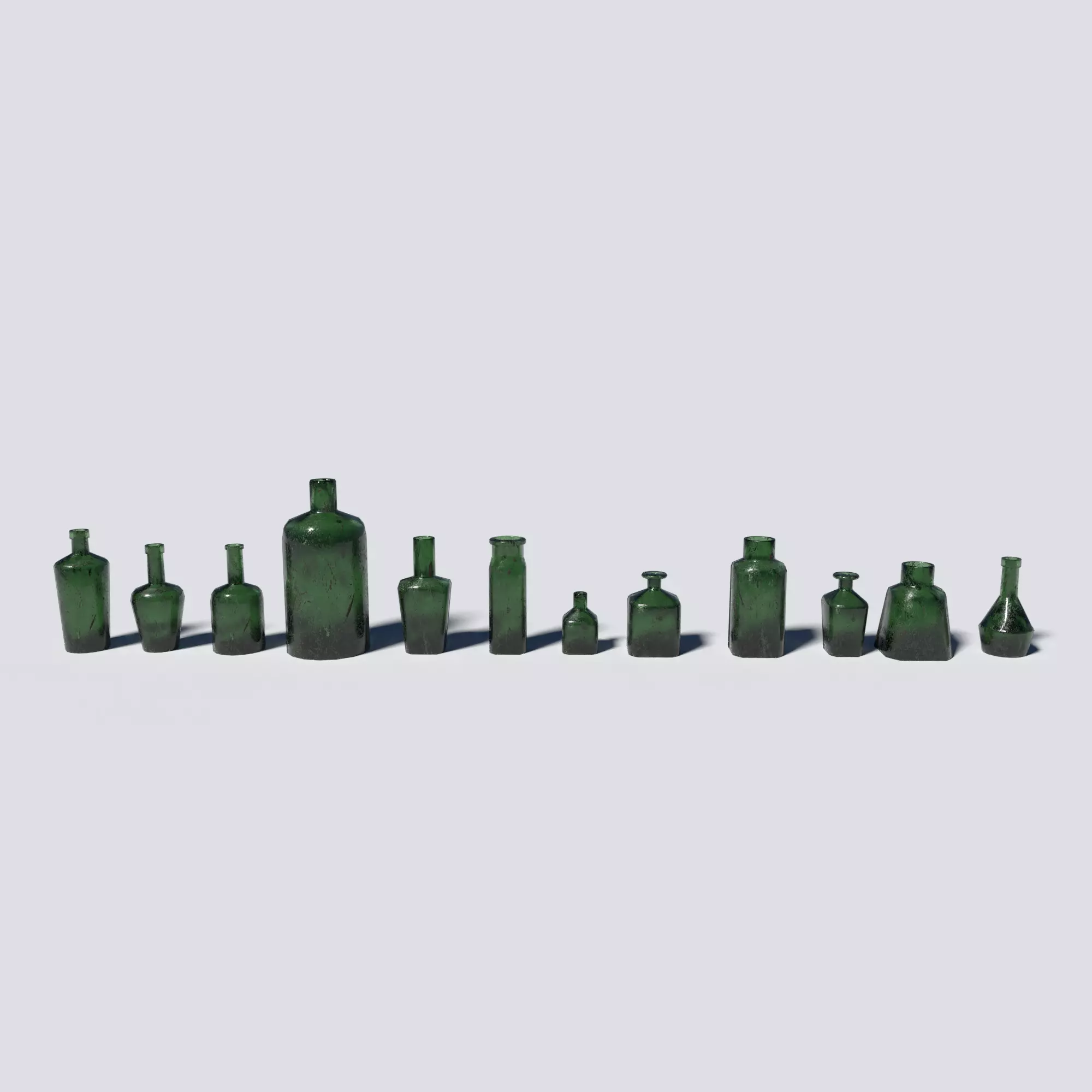 Small Bottles Green Low-poly 3D model_0