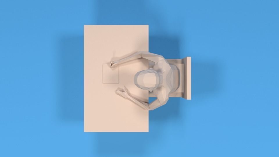 Low Poly Kid Sitting and Writing Low-poly 3D model_8