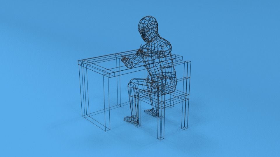 Low Poly Kid Sitting and Writing Low-poly 3D model_15