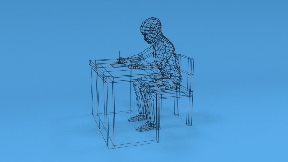 Low Poly Kid Sitting and Writing Low-poly 3D model_9