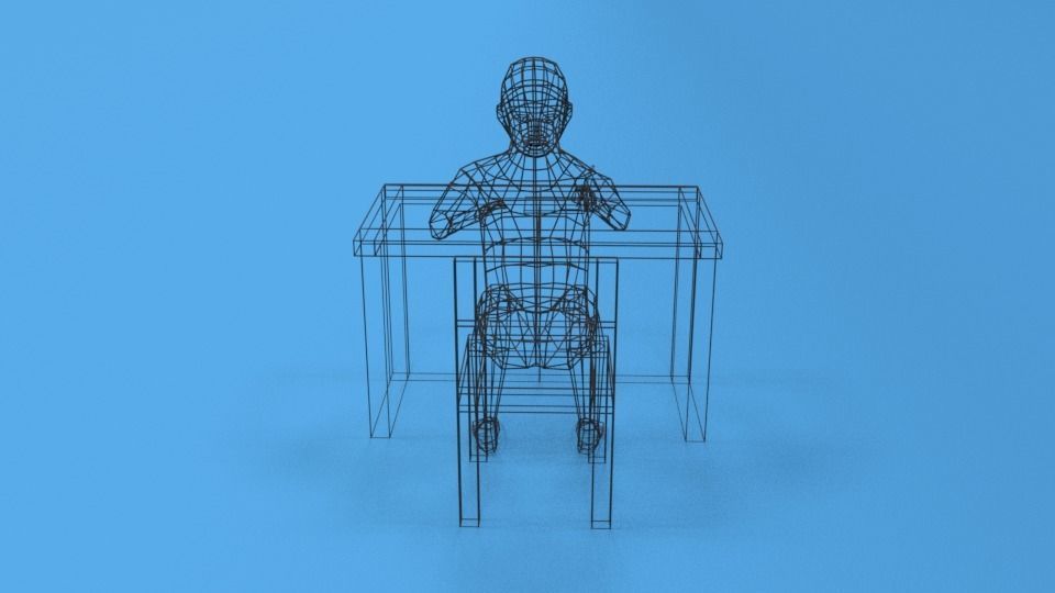 Low Poly Kid Sitting and Writing Low-poly 3D model_14