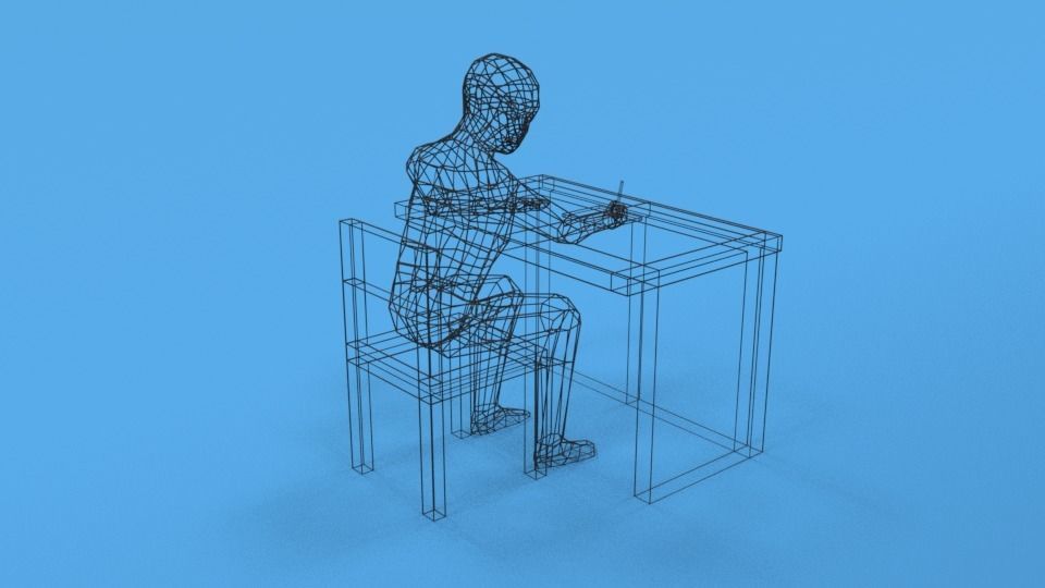 Low Poly Kid Sitting and Writing Low-poly 3D model_13