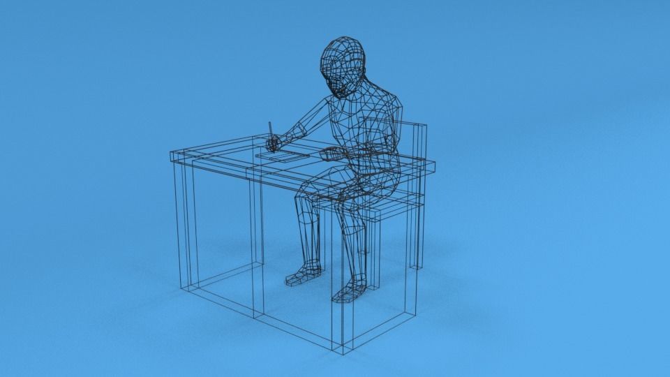 Low Poly Kid Sitting and Writing Low-poly 3D model_10