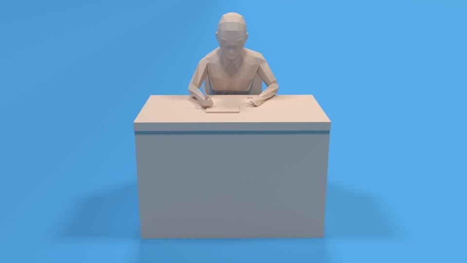 Low Poly Kid Sitting and Writing Low-poly 3D model_2