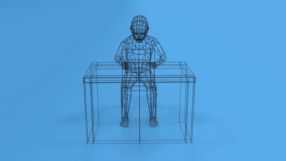 Low Poly Kid Sitting and Writing Low-poly 3D model_11