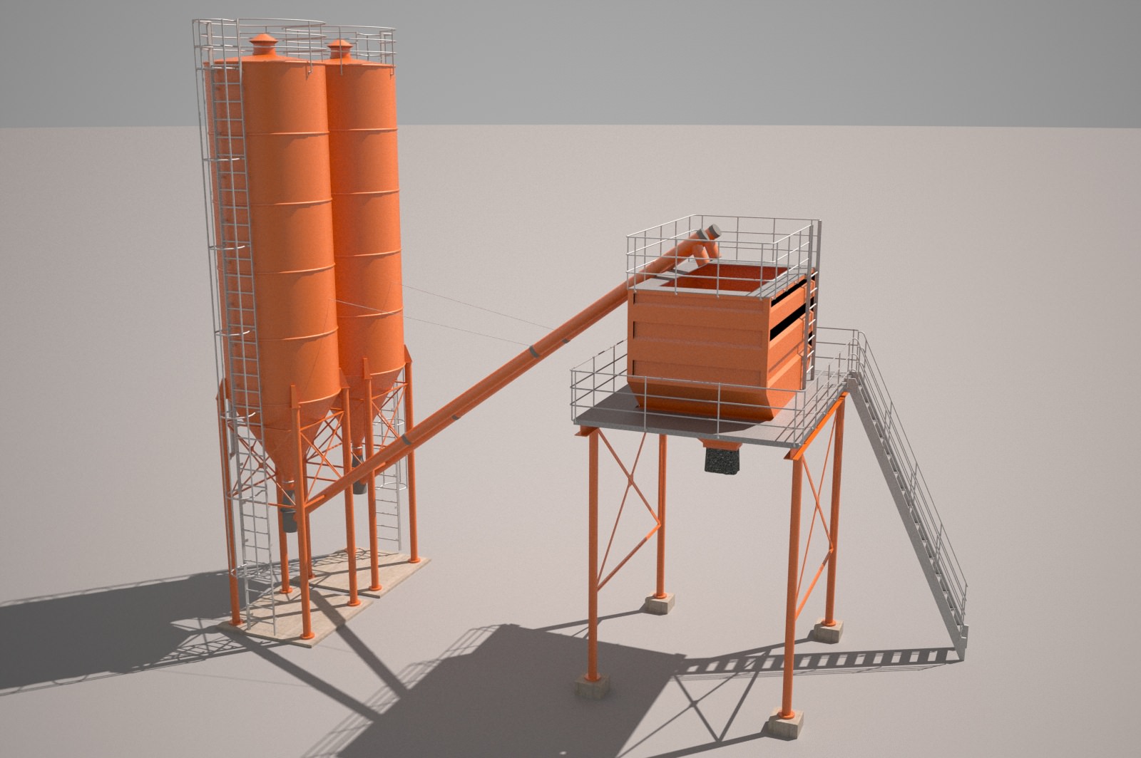 Cement silo hopper Low-poly 3D model_23