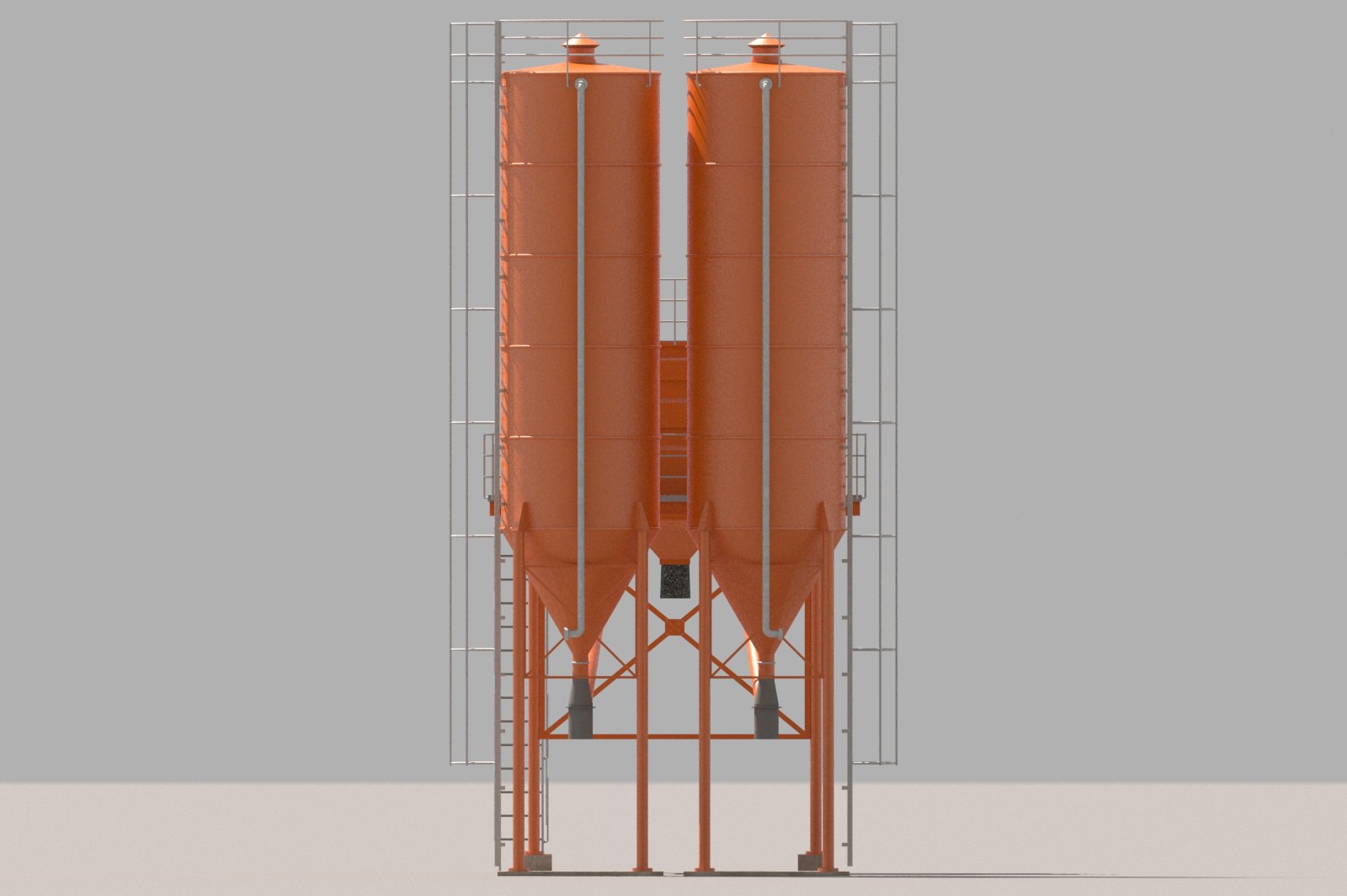 Cement silo hopper Low-poly 3D model_3