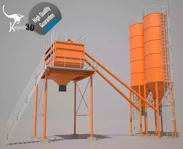 Cement silo hopper Low-poly 3D model