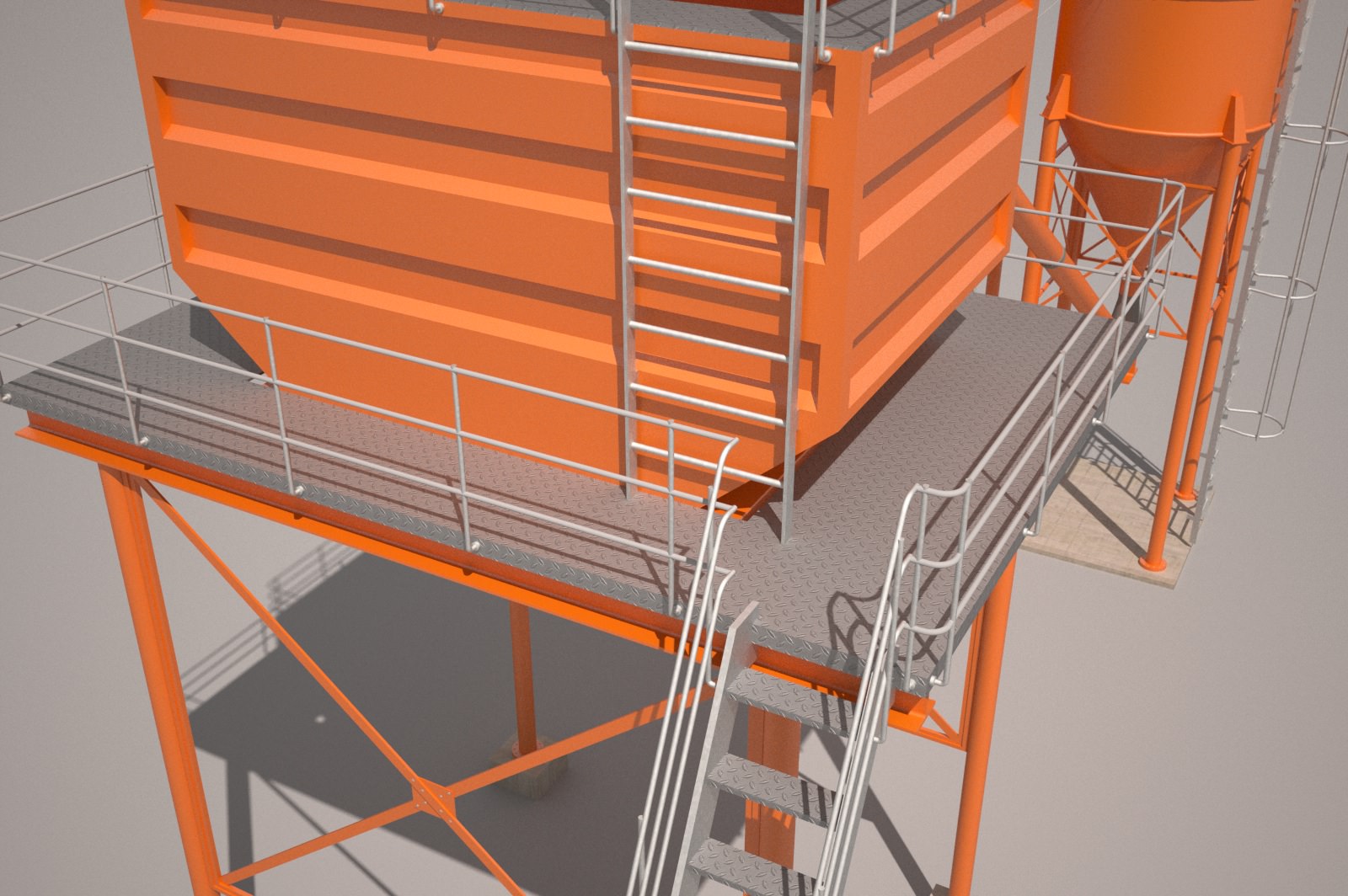 Cement silo hopper Low-poly 3D model_25