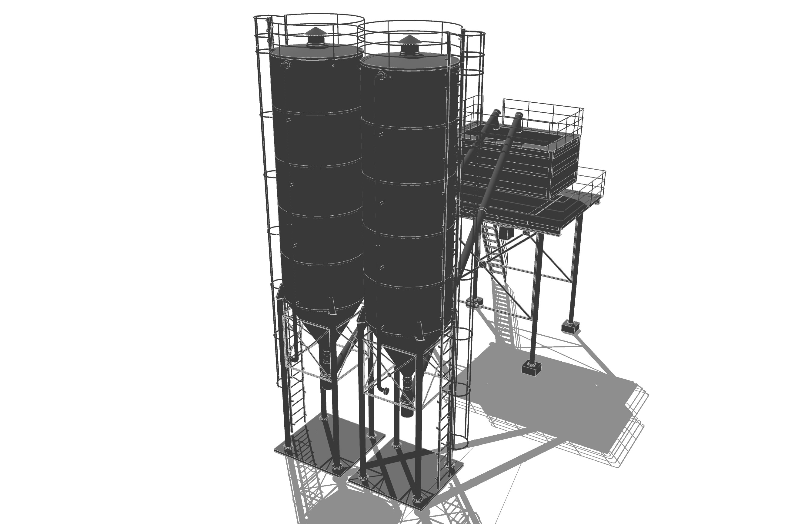 Cement silo hopper Low-poly 3D model_22