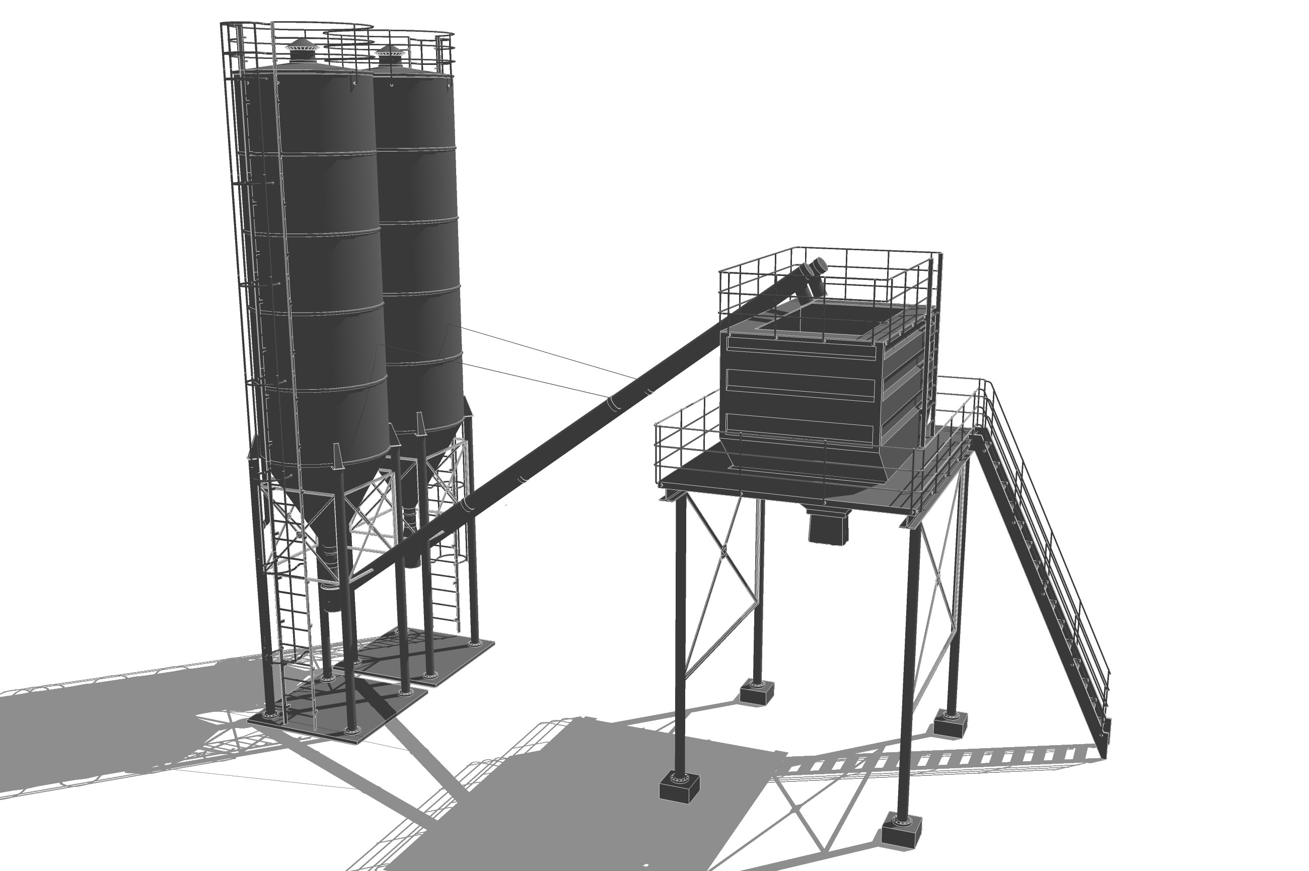 Cement silo hopper Low-poly 3D model_24