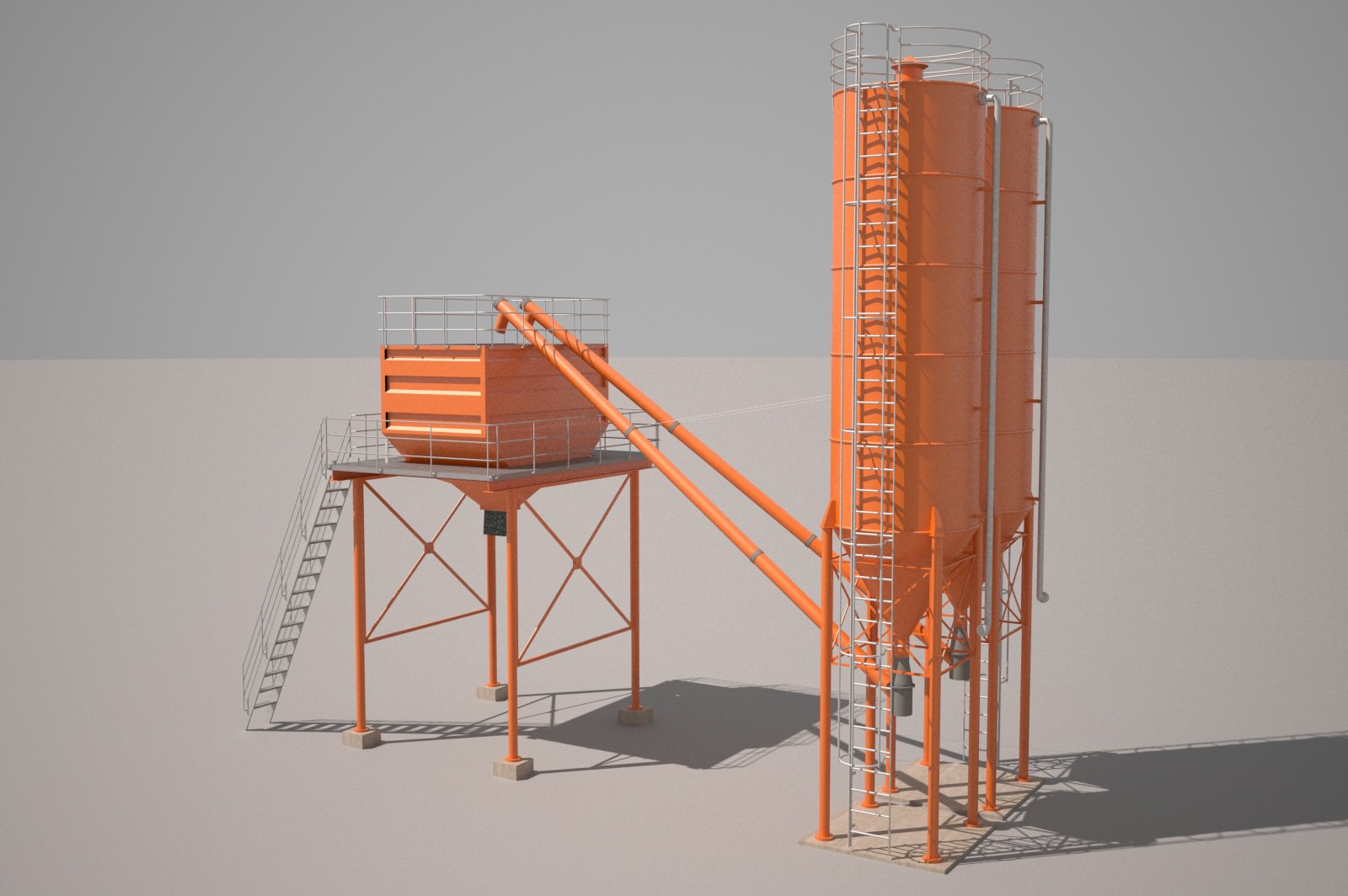 Cement silo hopper Low-poly 3D model_19