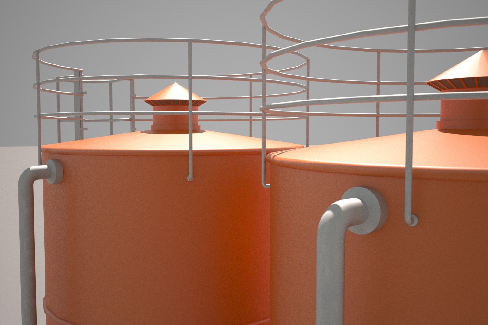 Cement silo hopper Low-poly 3D model_17