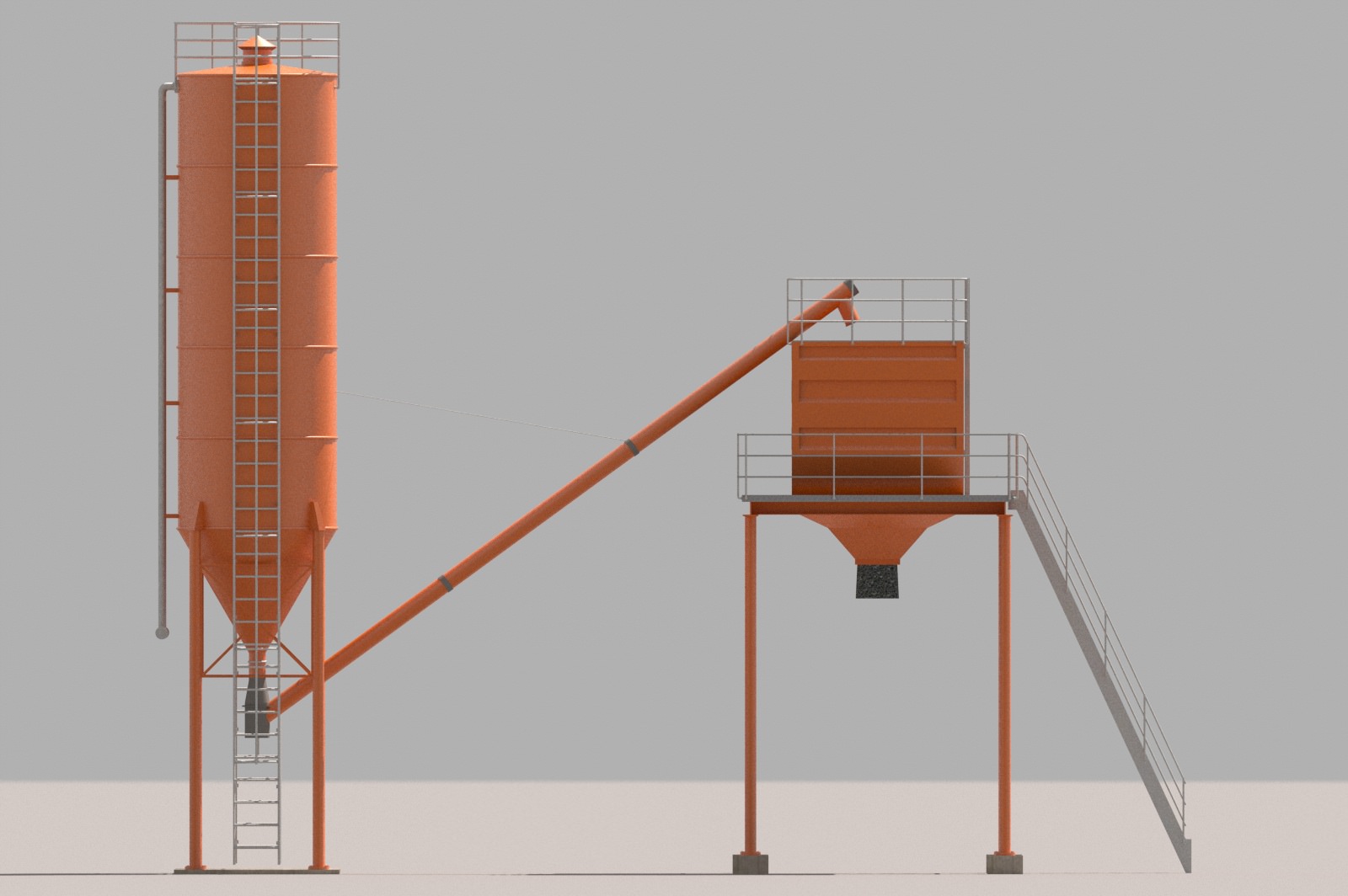 Cement silo hopper Low-poly 3D model_7
