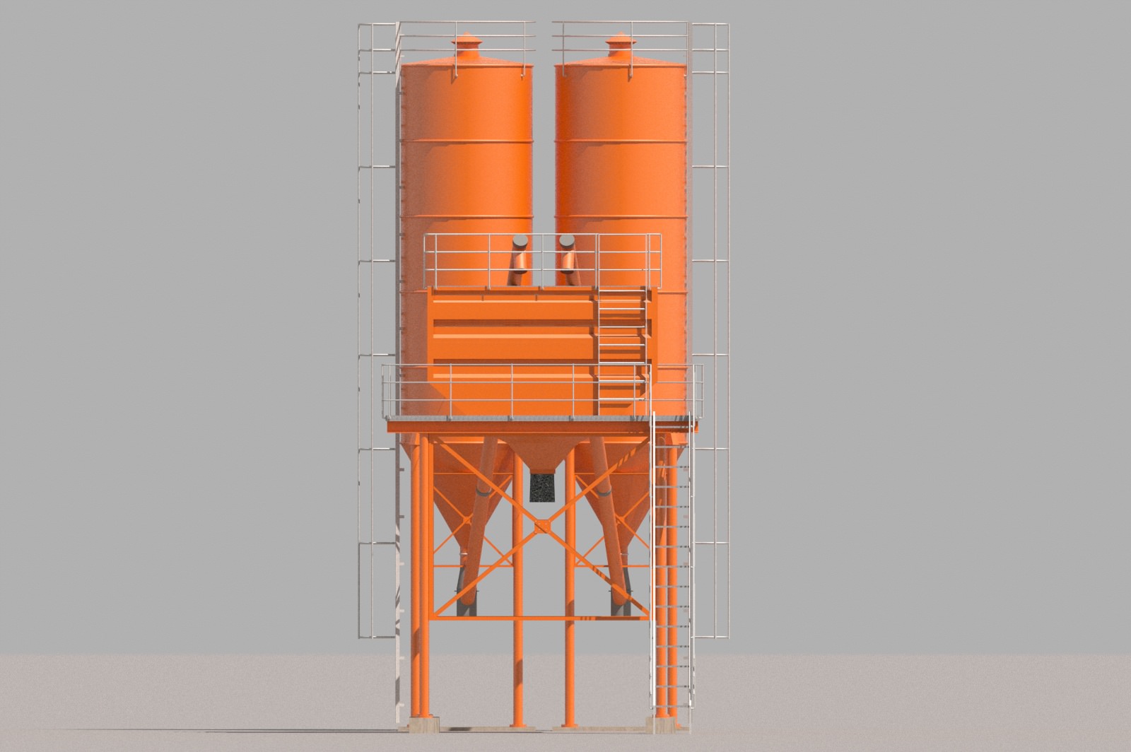 Cement silo hopper Low-poly 3D model_1