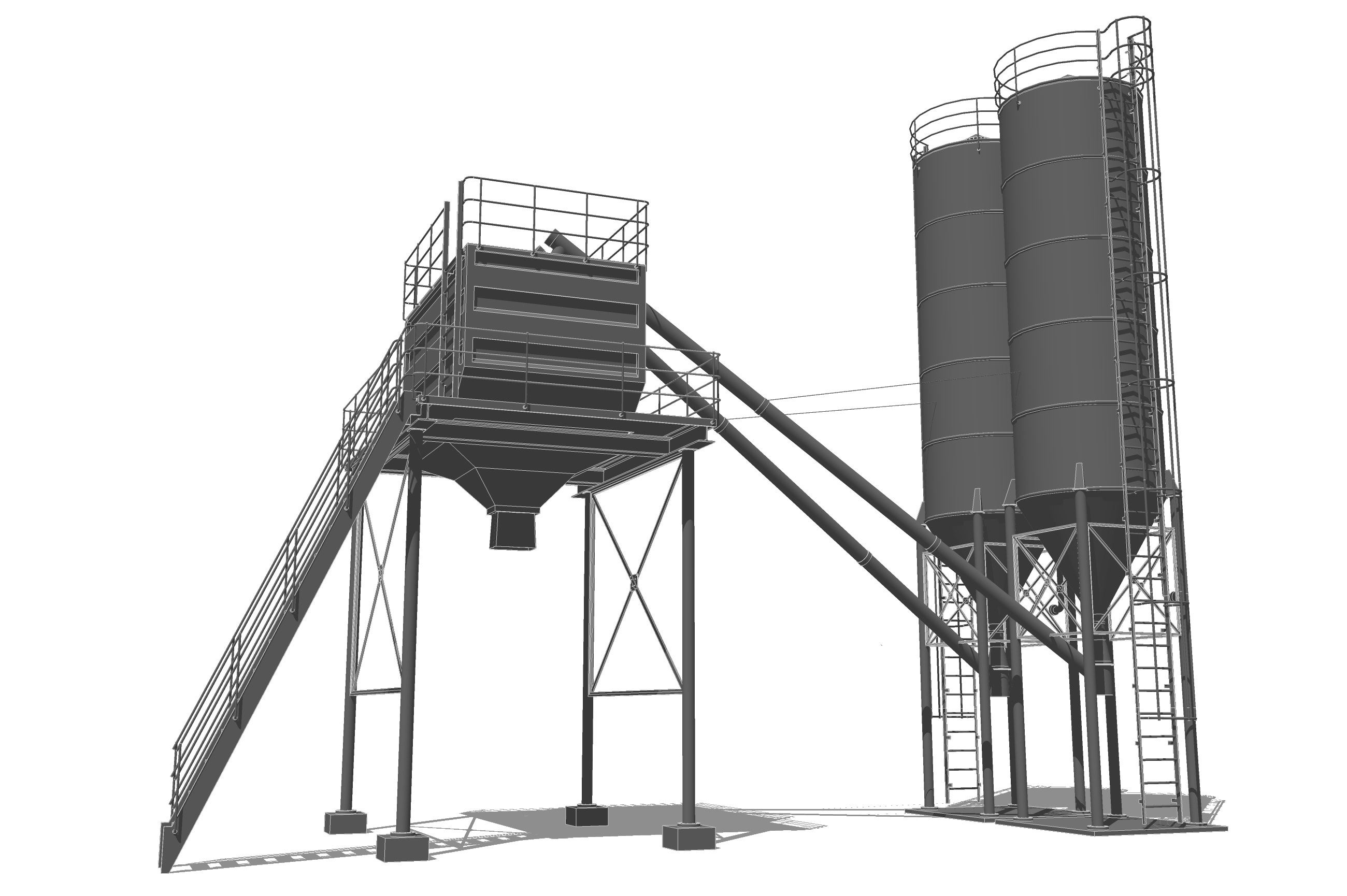 Cement silo hopper Low-poly 3D model_12
