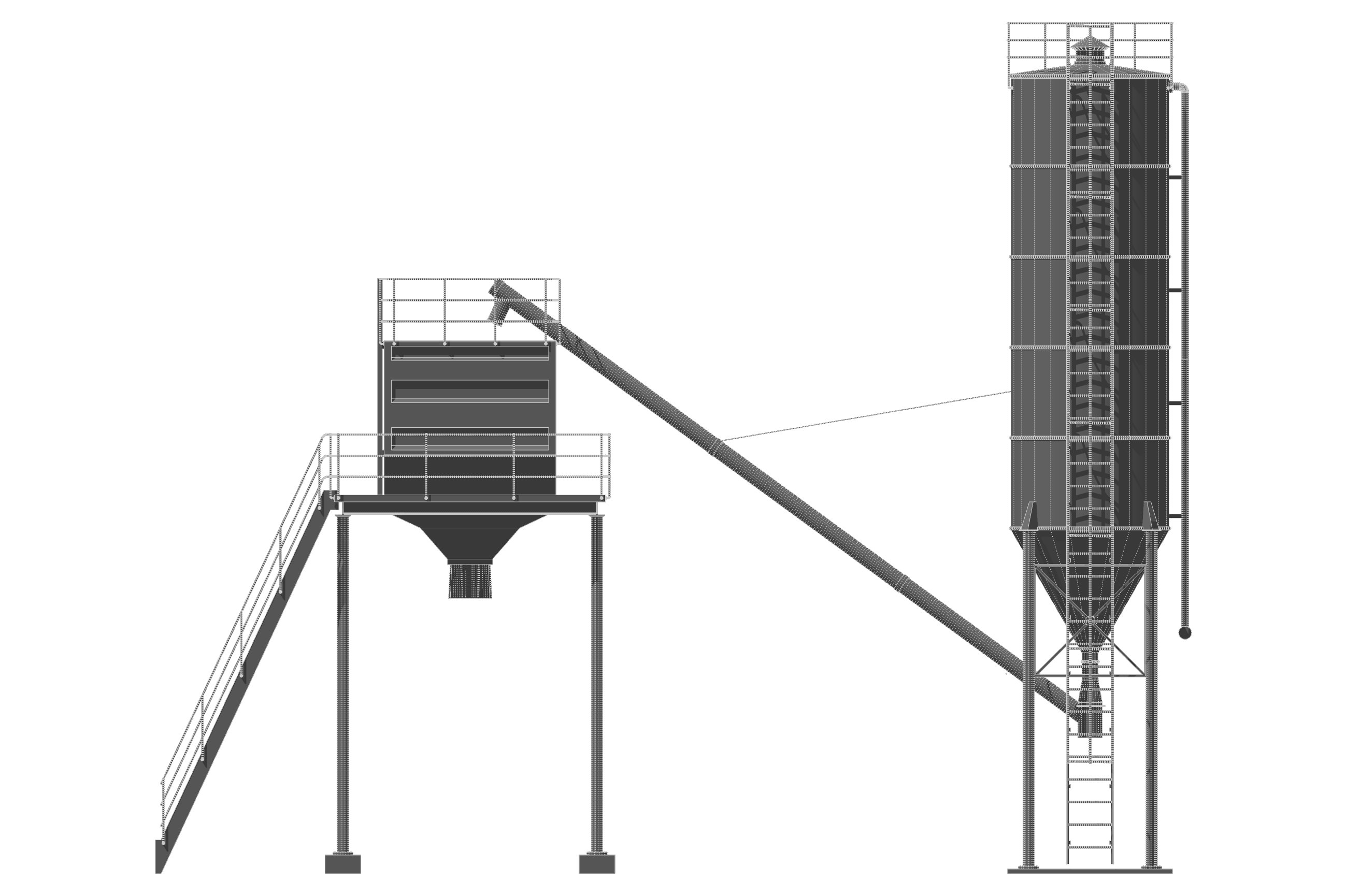 Cement silo hopper Low-poly 3D model_6
