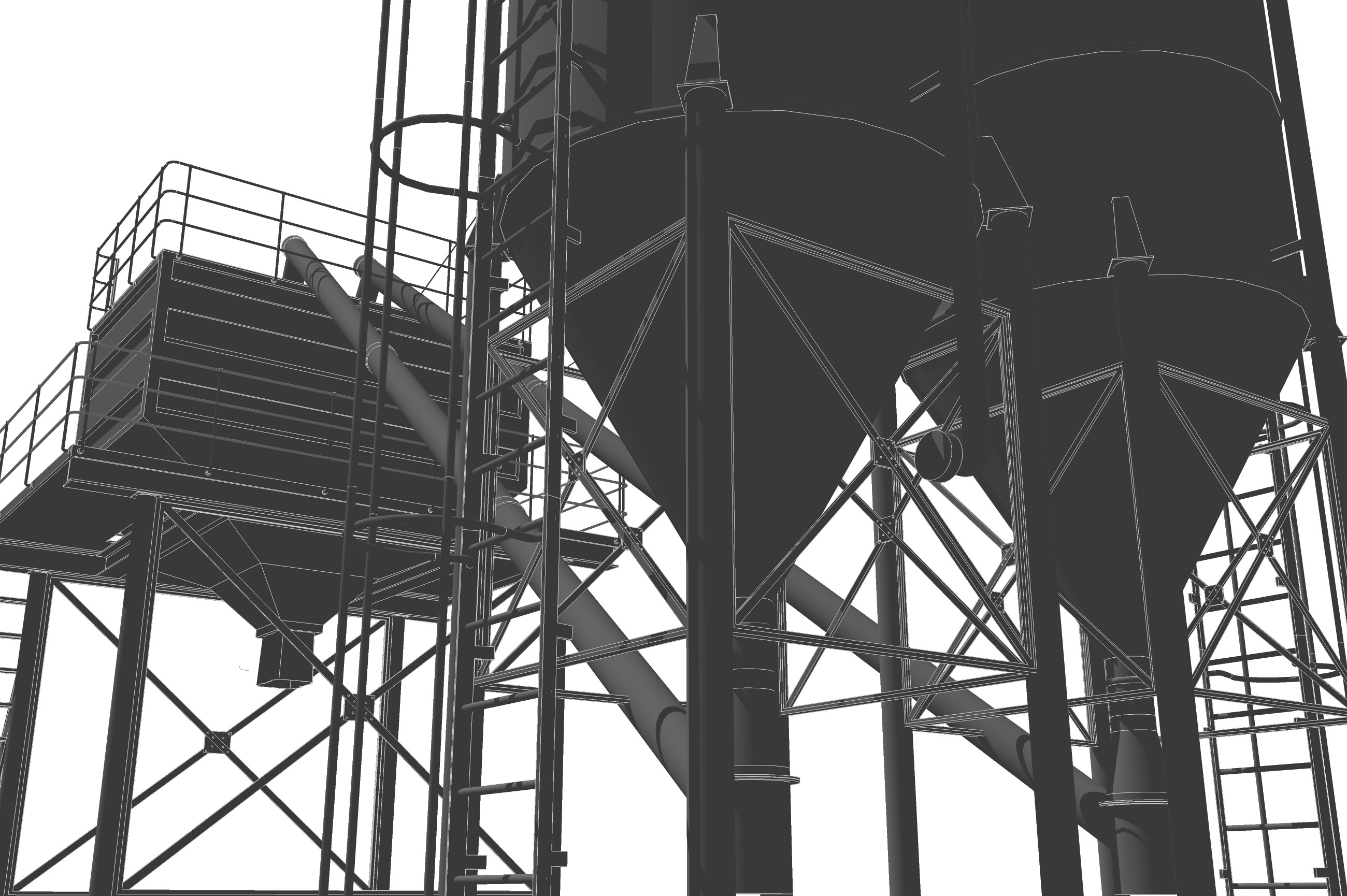 Cement silo hopper Low-poly 3D model_14