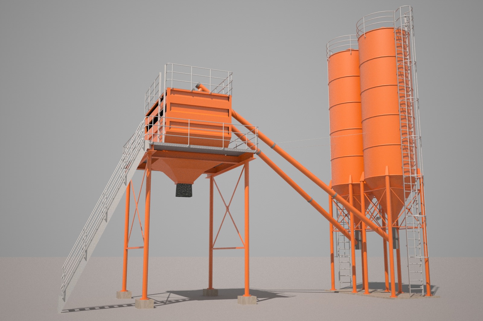 Cement silo hopper Low-poly 3D model_11