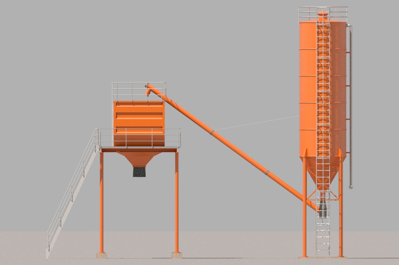 Cement silo hopper Low-poly 3D model_5