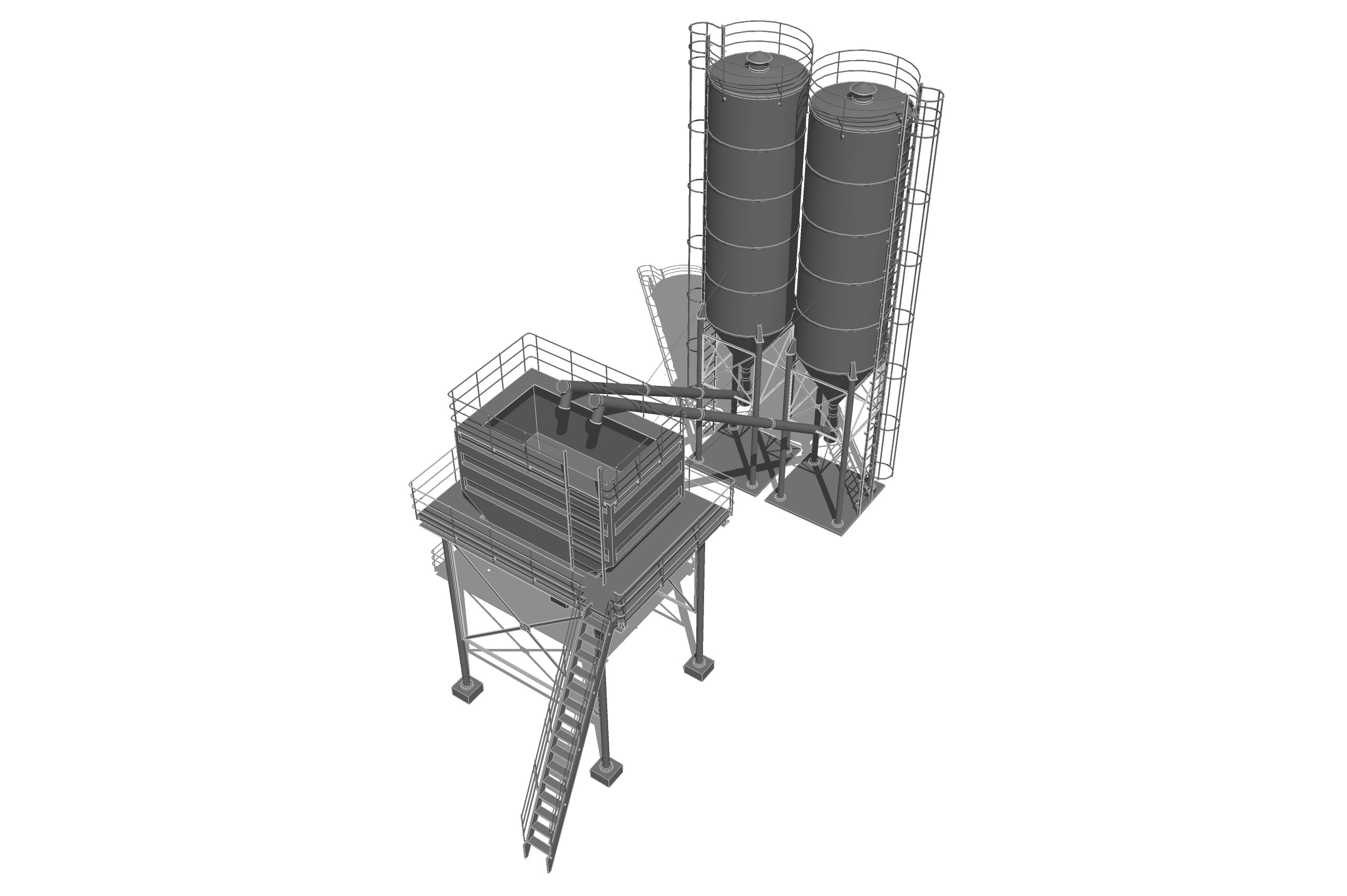 Cement silo hopper Low-poly 3D model_10