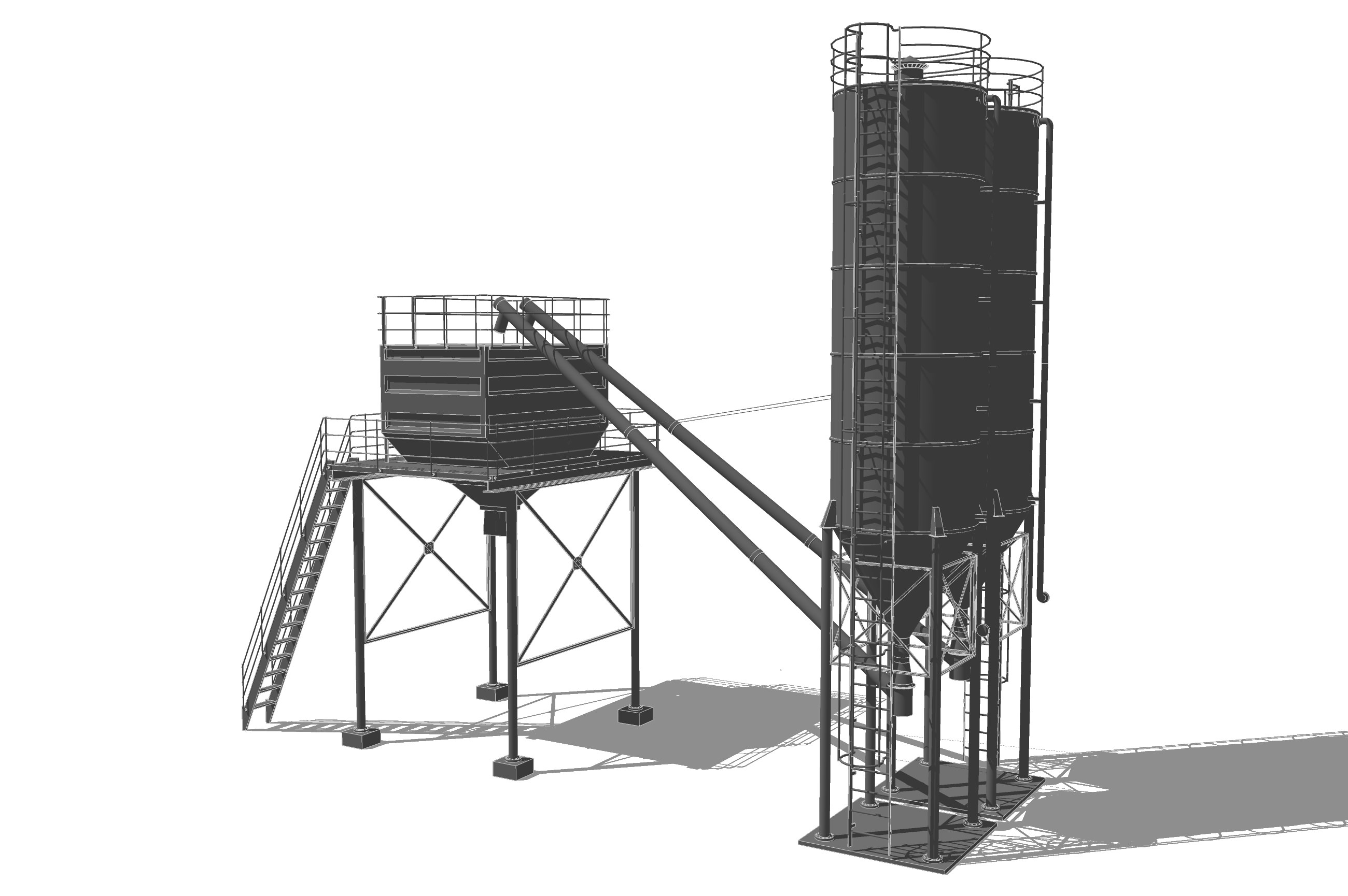Cement silo hopper Low-poly 3D model_20