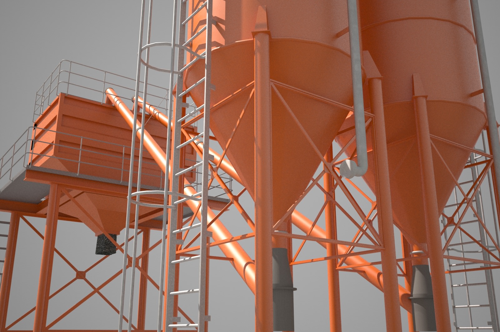 Cement silo hopper Low-poly 3D model_13