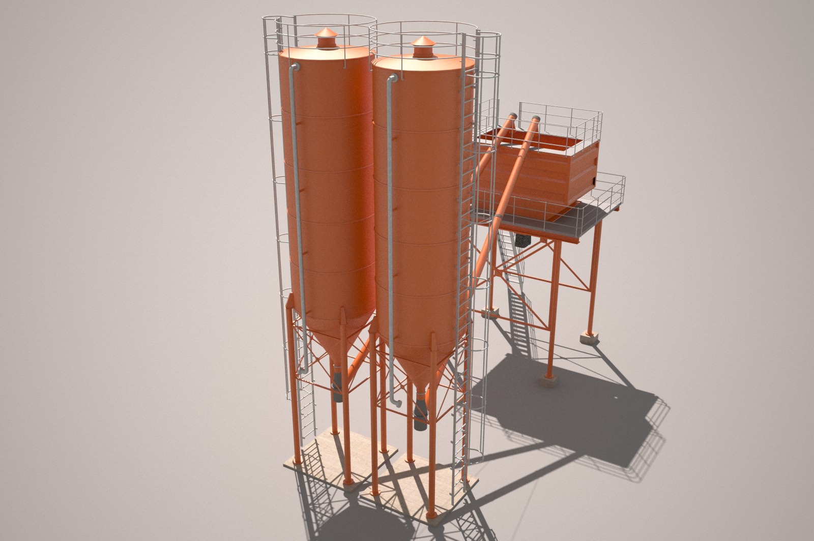 Cement silo hopper Low-poly 3D model_21