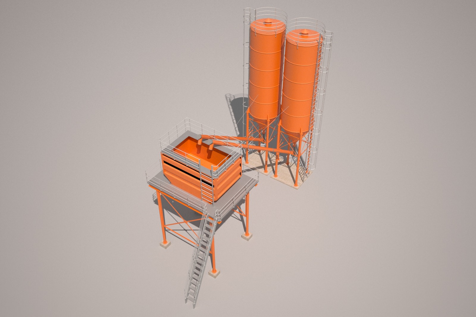 Cement silo hopper Low-poly 3D model_9