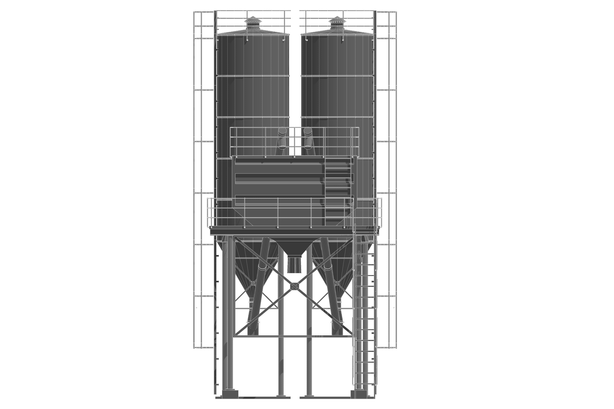 Cement silo hopper Low-poly 3D model_2