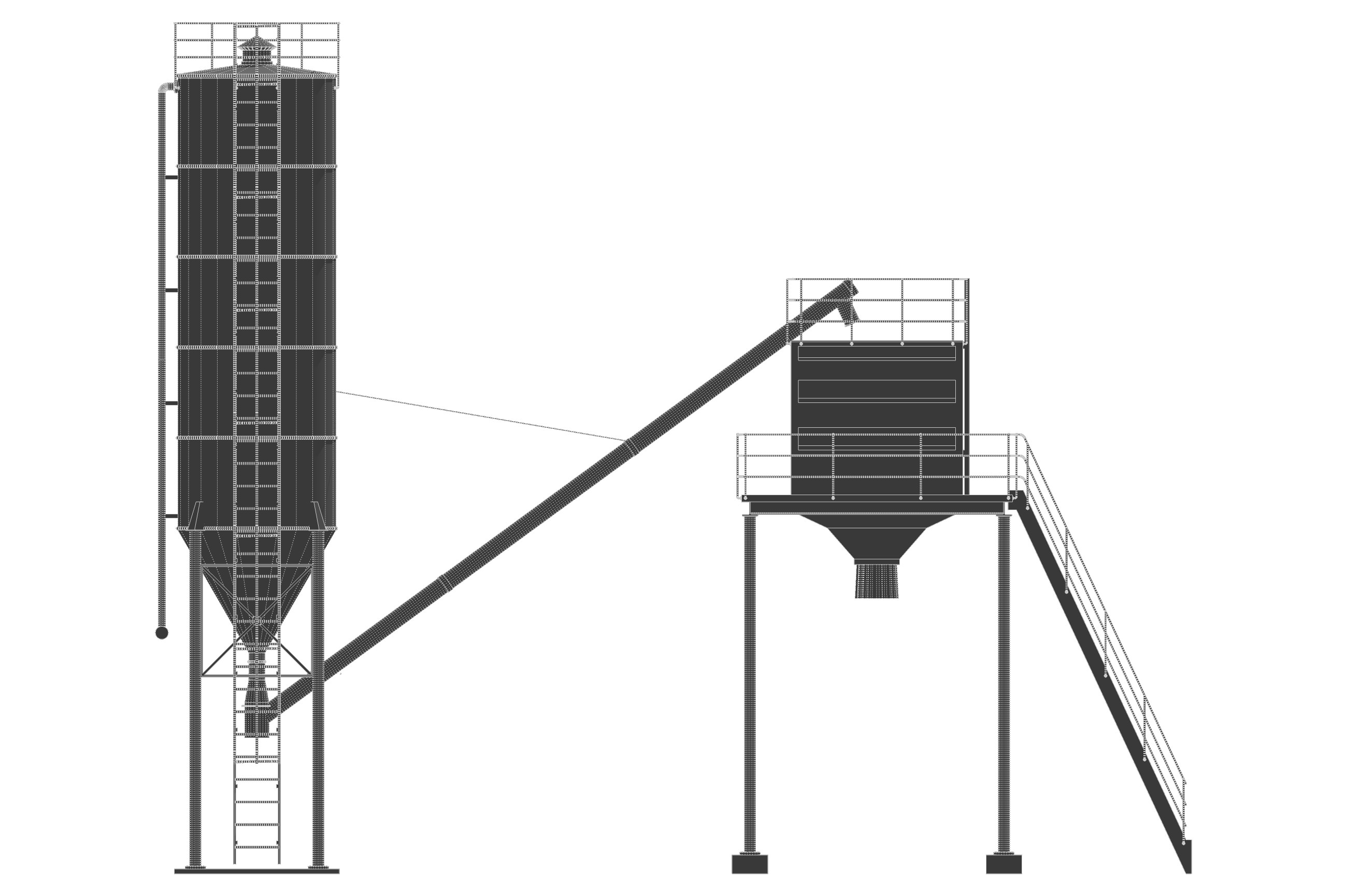 Cement silo hopper Low-poly 3D model_8