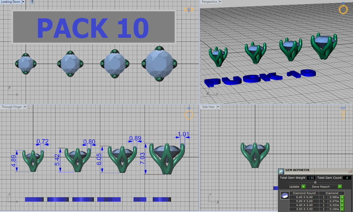 A Package of  8 Ring Heads 4 claw design printable 3dmodels  3D print model_2