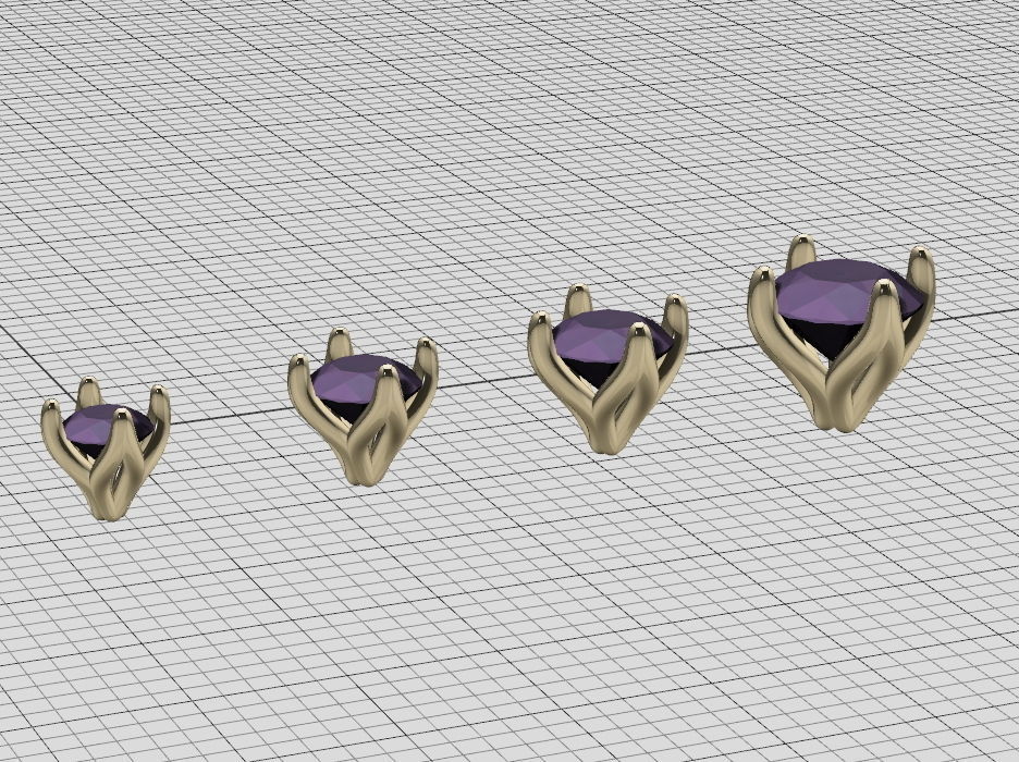 A Package of  8 Ring Heads 4 claw design printable 3dmodels  3D print model_4