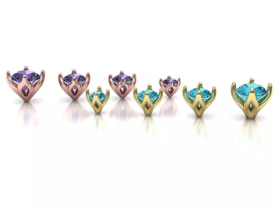 A Package of  8 Ring Heads 4 claw design printable 3dmodels  3D print model_0