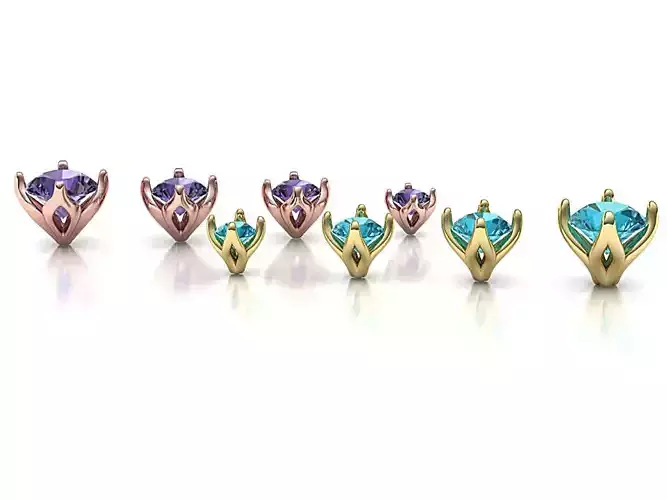A Package of  8 Ring Heads 4 claw design printable 3dmodels  3D print model