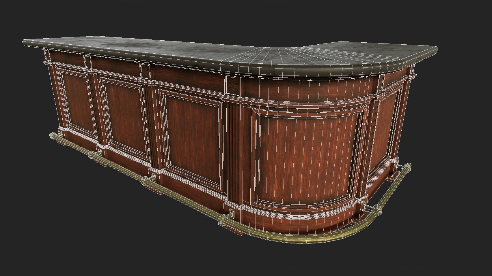 Vintage Bar Table Low-poly 3D model_2