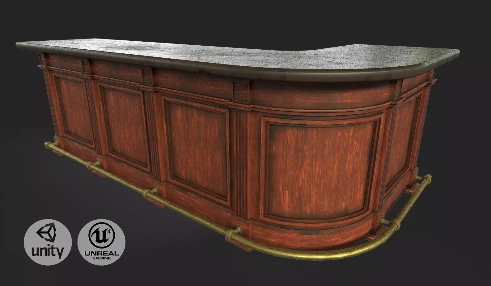 Vintage Bar Table Low-poly 3D model_0