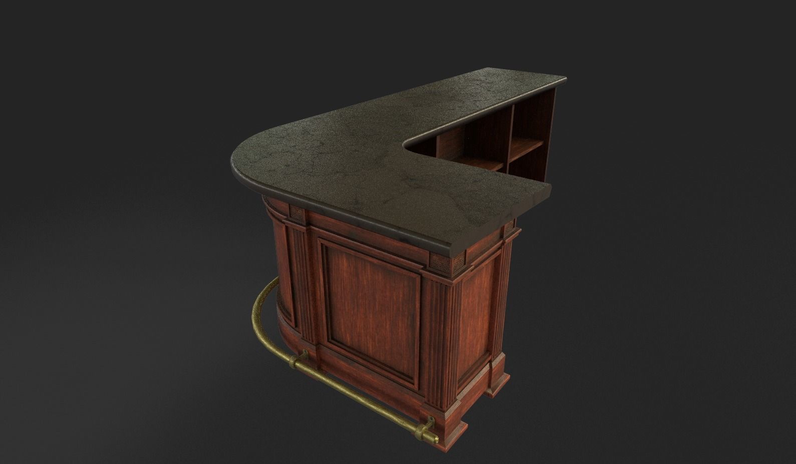 Vintage Bar Table Low-poly 3D model_9