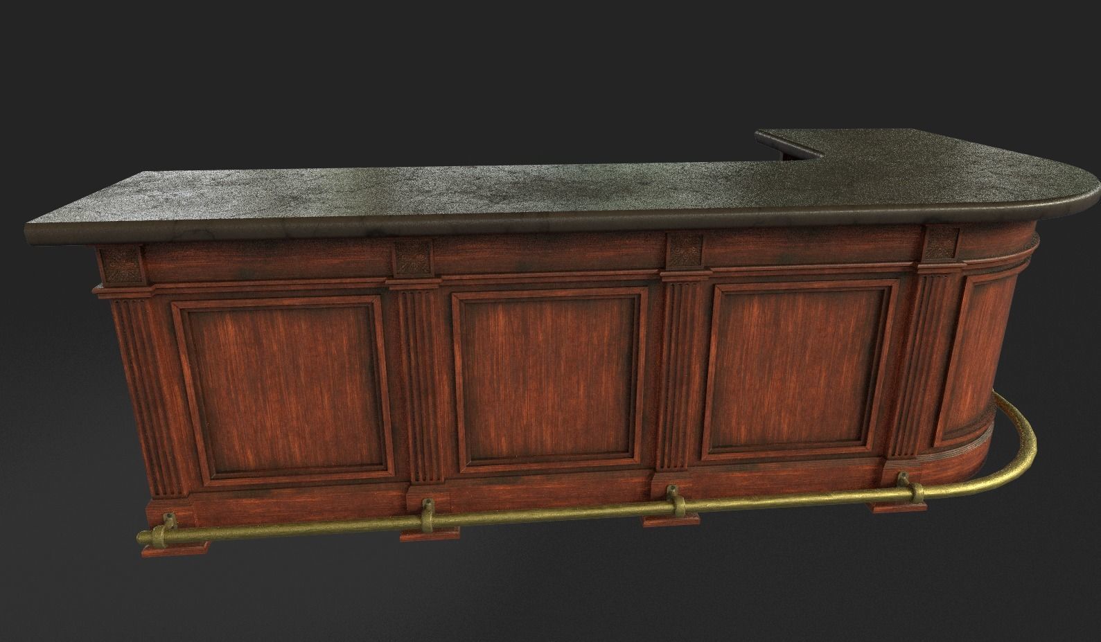 Vintage Bar Table Low-poly 3D model_6