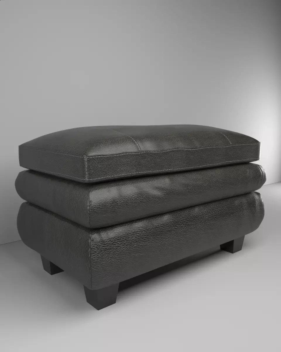 ChairOttoman leather ottoman Low-poly 3D model_0