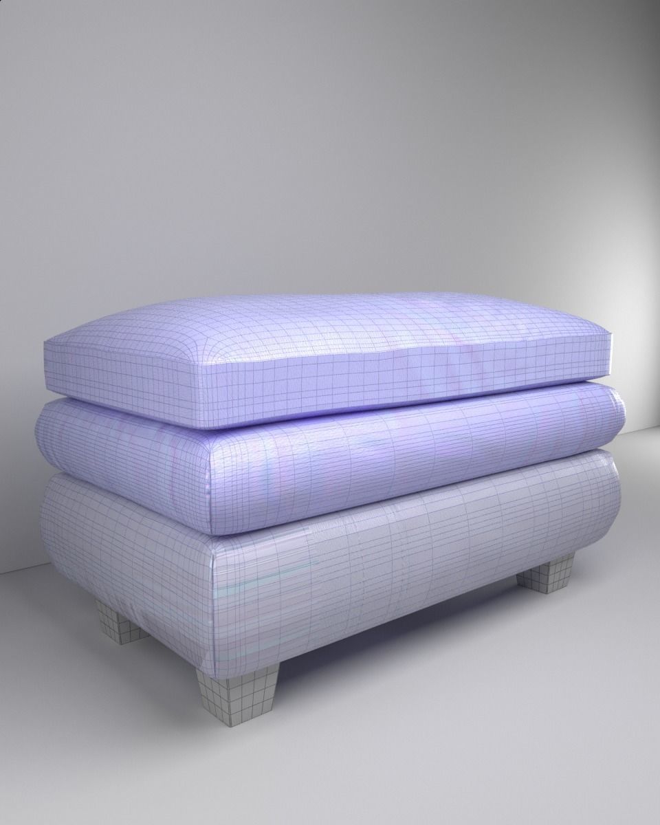 ChairOttoman leather ottoman Low-poly 3D model_1