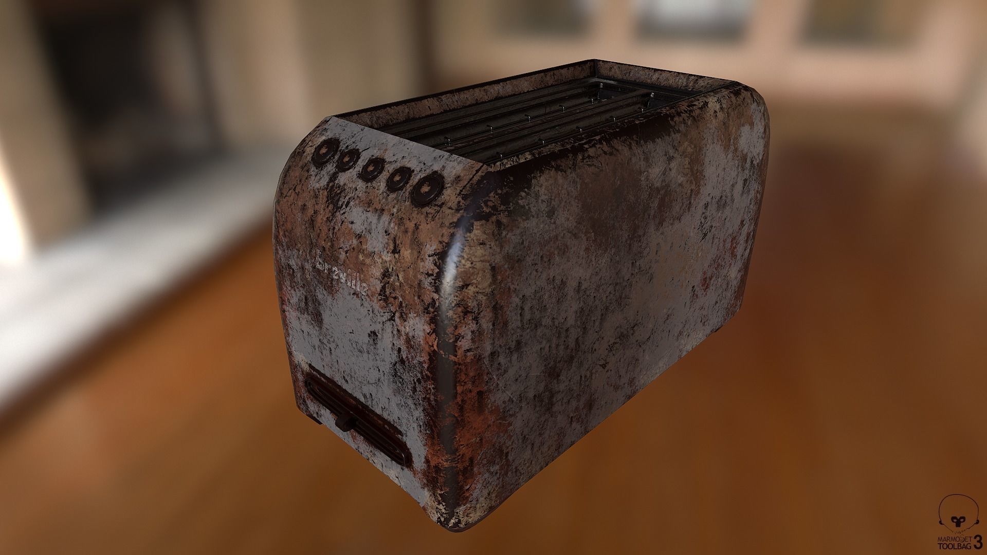 Toaster old rusty Low-poly 3D model_10