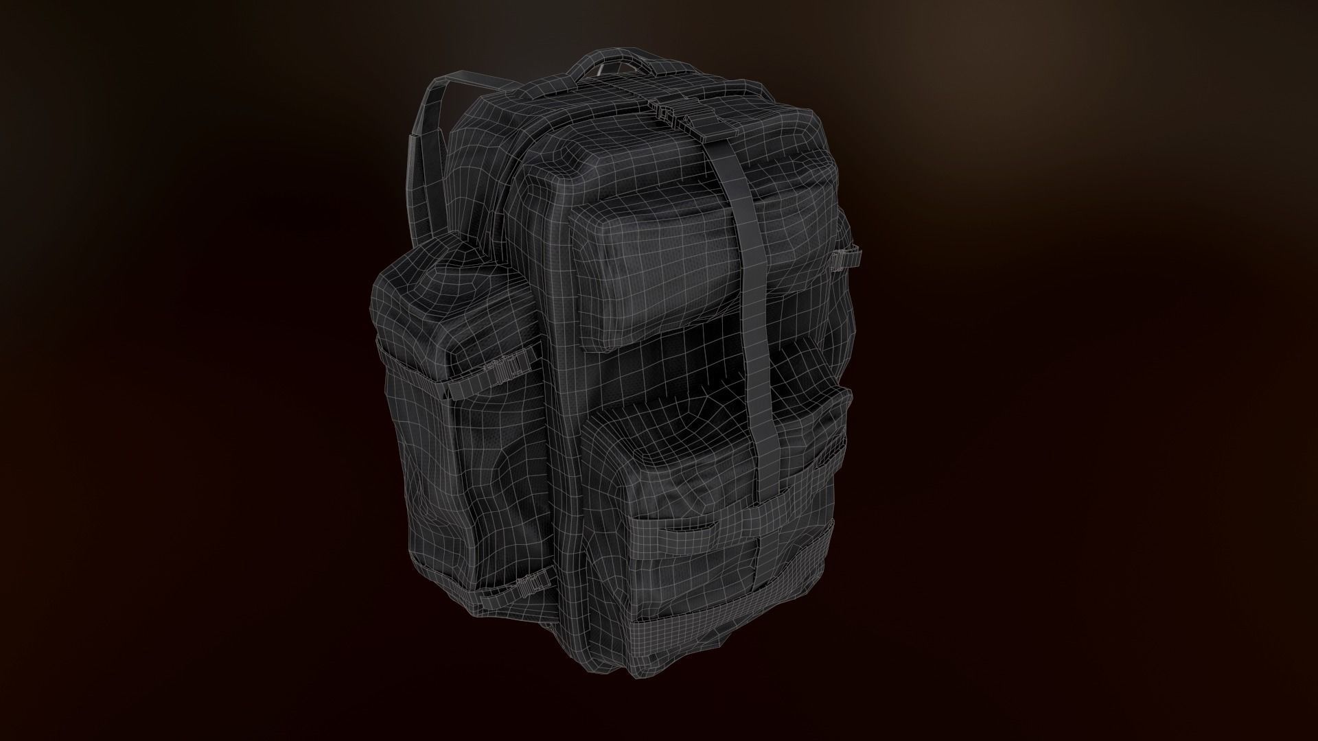 Tactical Backpack Low-poly 3D model_9