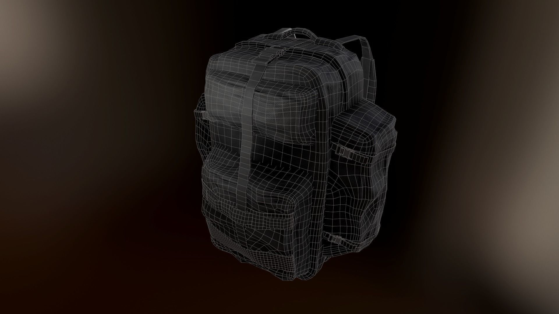 Tactical Backpack Low-poly 3D model_8