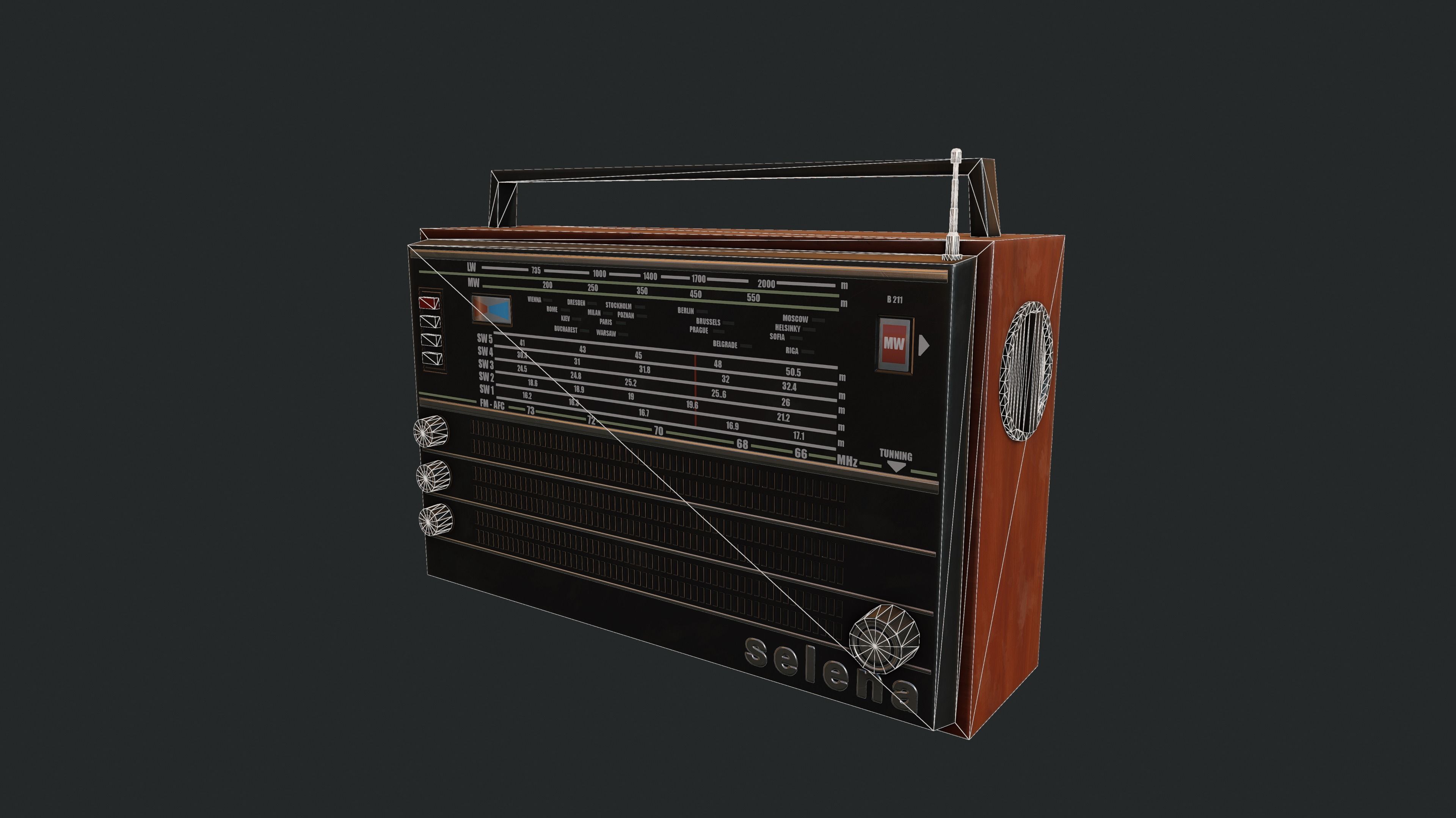 Sovietic Radio Low-poly 3D model_3
