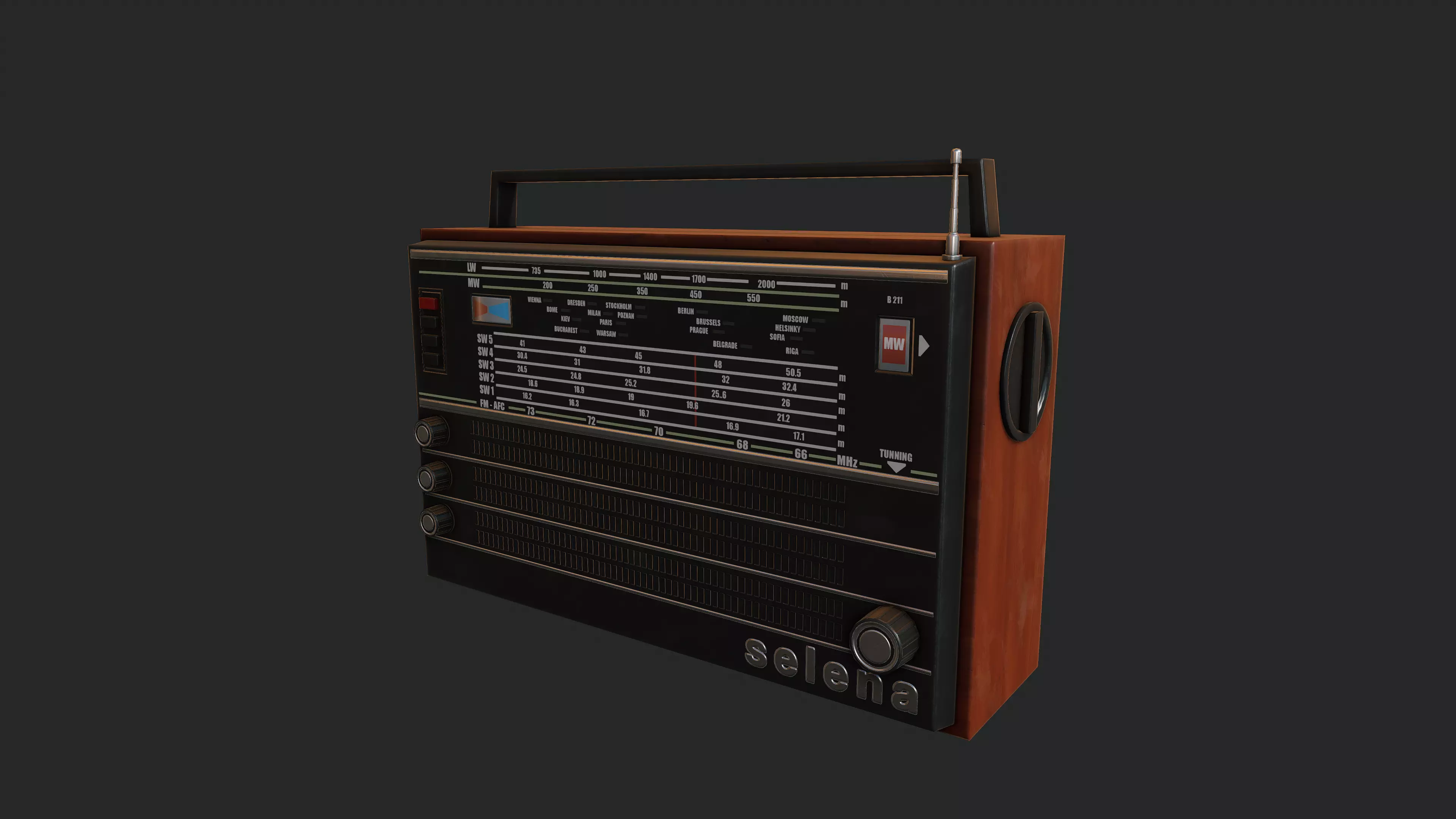 Sovietic Radio Low-poly 3D model_0