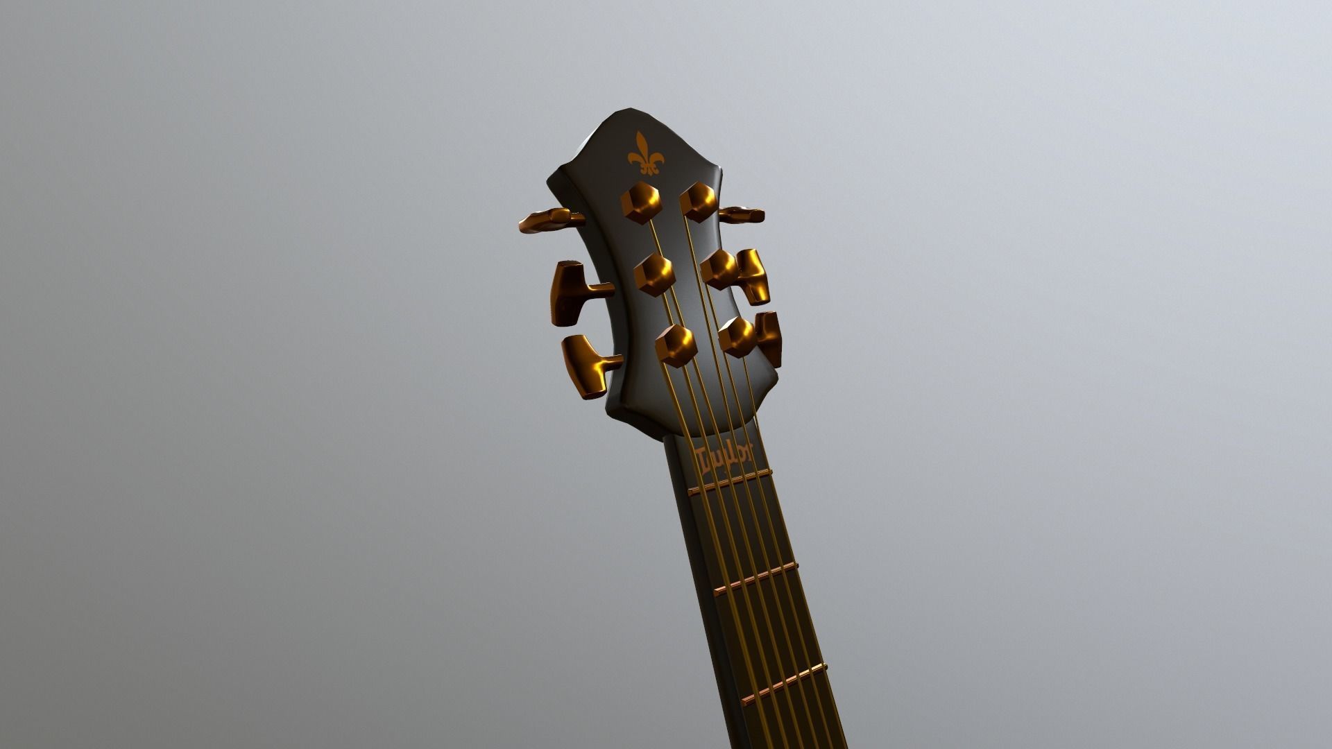 Guitar acoustic Low-poly 3D model_3